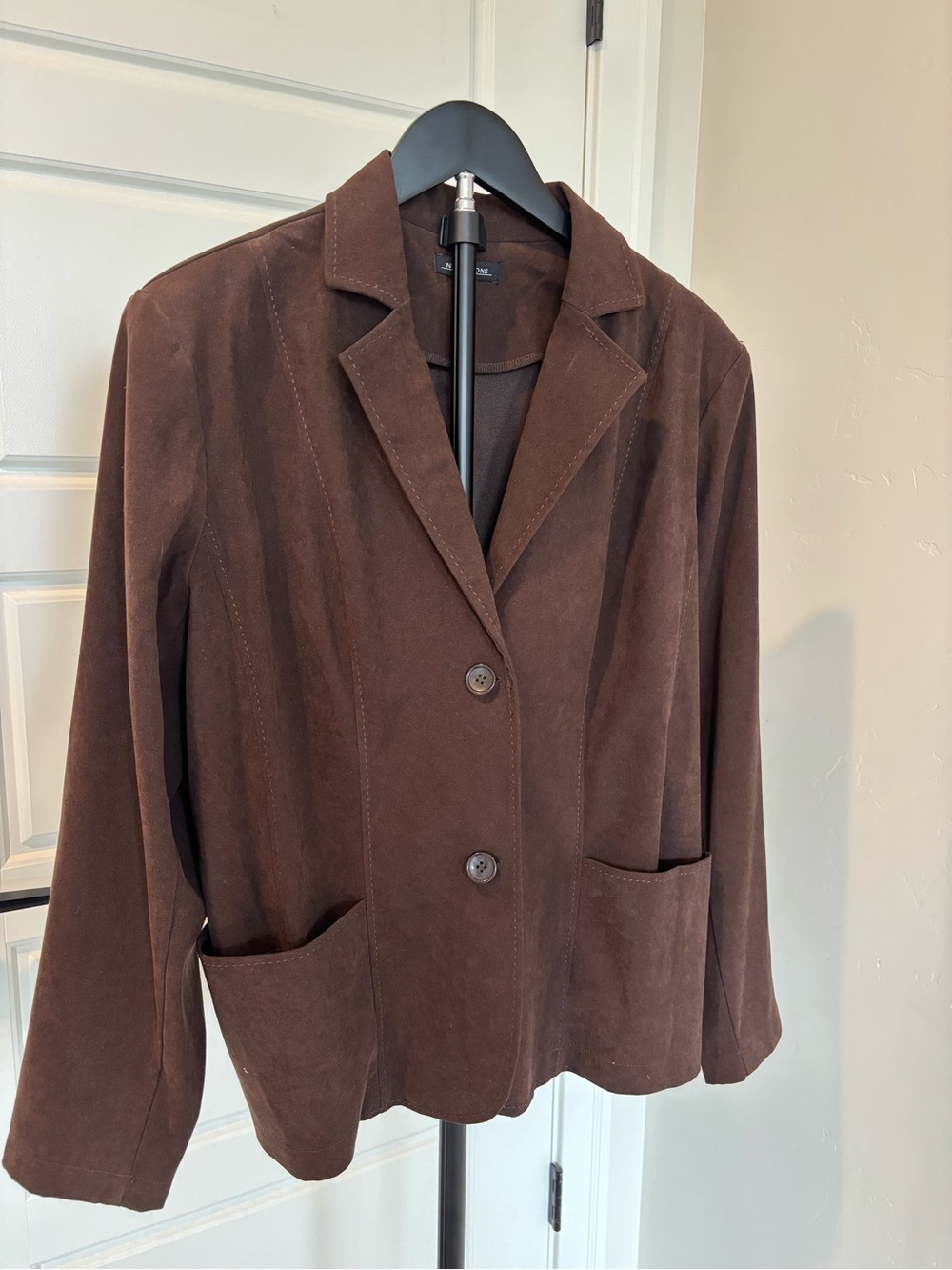 Notations Vintage Brown Faux Suede Blazer Jacket XL 90s Y2K